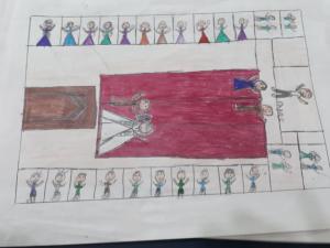 Desenho de imaginação do dia do casamento de Pedro