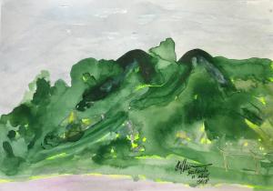 Serras de Minas - Aquarela de Angelo Brás Fernande