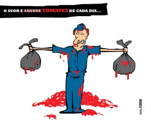 personagem: uma pessoa<br>historia: charge do texto Trabalho Sujo<br>