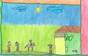 historia: Quando criança, para estudar, Seu Zé e seus colegas iam para a escolhinha á pé ou á cavalo, andando muitos quilômetros.<br>