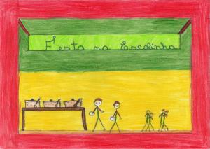 historia: Fizeram um carreteiro para ajudar na melhoria da escolhinha e tinha tanta gente que o assoalho não suportou e desabou.<br>