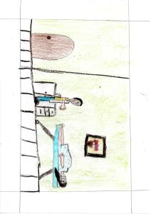 Desenho retratando o parto feito no Haiti