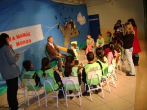 personagem: Alunos da EM Profª Inês Rodrigues Cesarotti e o Sr Yoshio Sato.<br>historia: Alunos da EM Profª Inês Rodrigues Cesarotti entrevistando o Sr Yoshio Sato.<br>