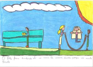 Pablo desenhando na escola.