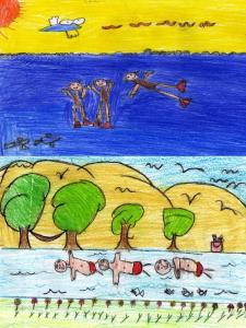 historia: Com os amigos pescando e nadando na represa.<br>