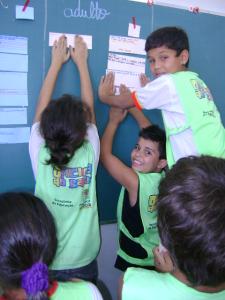 personagem: Alunos da EM Prof. Walter Carreteiro<br>historia: Alunos da EM Prof. Walter Carreteiro elaborando o roteiro de entrevista do Sr Cicero.<br>