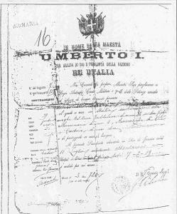 Carta do Rei Umberto I<br>Itália