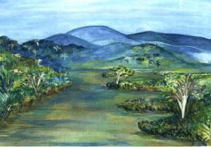 Trata-se de uma aquarela.