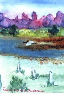 Trata-se de uma aquarela.