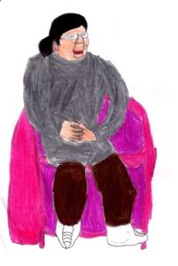 historia: Dona Eni foi desenhada durante a entrevista.<br>