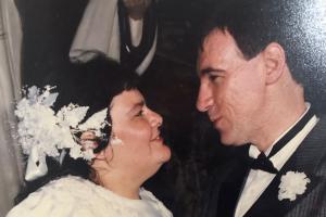 Foto do dia do casamento de Rosângela com o Antonio Carlos, seu grande amor e parceiro.