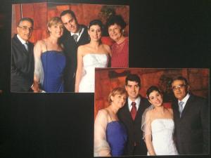 Cerimônia de casamento, realizada no Restaurante Madre, no Itaim, no dia 08 de novembro de 2008. A foto retrata eu e o Sérgio, meu marido e também minha mãe, Vera Lúcia, meu pai, Breno, minha sogra, Eleédes, e meu irmão, Alexandre.