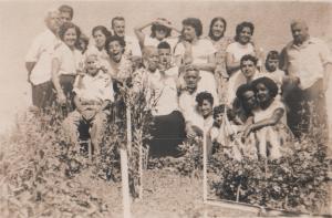 Família do pai, no quintal da casa dos avós, na Rua Capitão Macedo