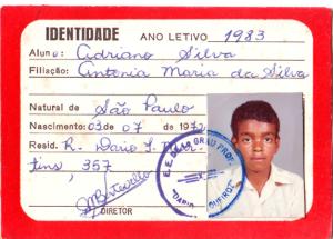 Carteirinha escolar de Adriano