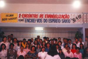 Adriano participando de um encontro de evangelização da Igreja.