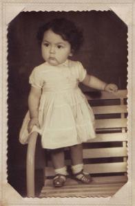 Aos nove meses de idade num banco da praça de Tucuman, na Argentina em 1957