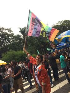Bancada Ativista no meio da rua durante a campanha eleitoral de 2018.