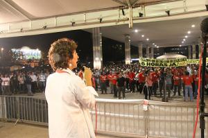 Rejane em fala na greve dos bancários, quando era presidente da CUT-DF.