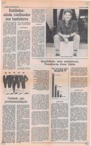 Matéria publicada no Jornal de Casa - jornal dominical gratuito distribuído na cidade de Belo Horizonte - a respeito dos estilistas que atuavam na cidade naquele momento. Na foto que ilustra a matéria, está Geraldo, em 1989.