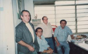 Reunião de negócios no escritório na Rua da Alfândega, Boa Luz. 
Da esquerda para direita: _________, ____________, ___________, Giuseppe Leddomado (pai).