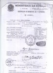 Certificado de reservista de César. Naquele momento, César não sabia ler e nem escrever.