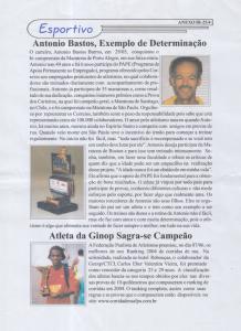 Matéria sobre Antonio Barros de Bastos publicada no Boletim dos Correios por ocasião da segunda vitória do corredor na sua faixa etária, na Maratona de Porto Alegre.