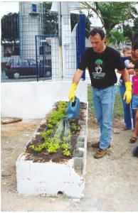 Fernando em EMEI na zona sul de São Paulo, participando do evento 